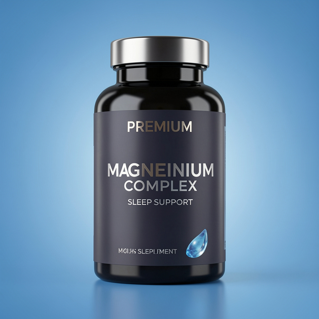 Premium magnesium complex supplement bottle for sleep support
